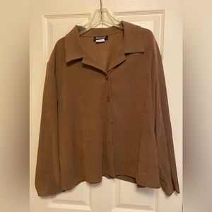 Faux suede dress shirt